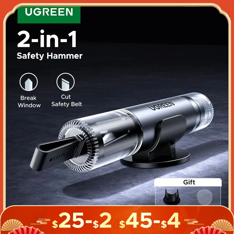 UGREEN Car Safety Hammer Life-Saving Car Window Class Breaker Emergency Escape Seat Belt Cutter Mini Portable Car Emergency Tool