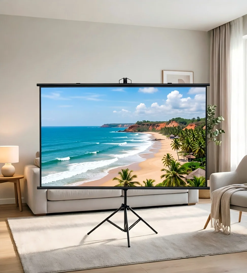 202660/72/84/100/120Inch 16:9 Tripod Screen Adjustable Stand Portable Mobile Design for Office Home Cinema Projector Screensprom