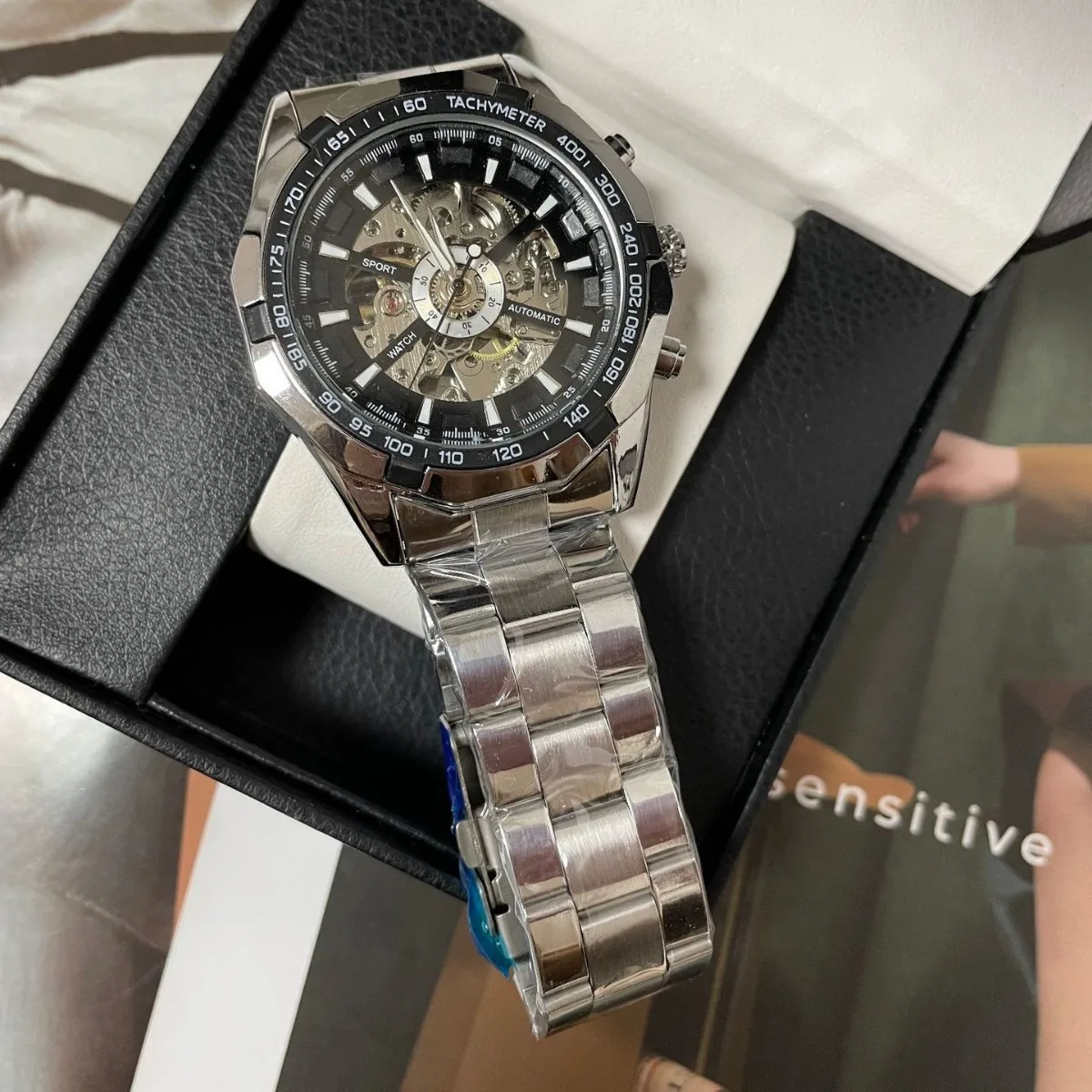 Relógio mecânico de luxo superior completo oco masculino automático mecânico w atch relógio mecânico automático masculino cinto de aço