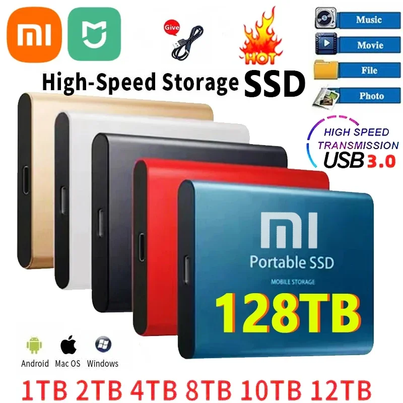 

Xiaomi MIJIA 2024 New High-speed External Hard Drive 2TB 4TB 8TB USB3.1 SSD 2.5 Inch Portable SSD 16TB Hard Disk for Laptop PS4