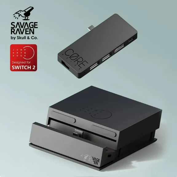 Savage Raven by Skull & Co. Jumpgate Dock USB C Hub Portable Stand Docking Station for Switch 2 and OLED Game Accessories