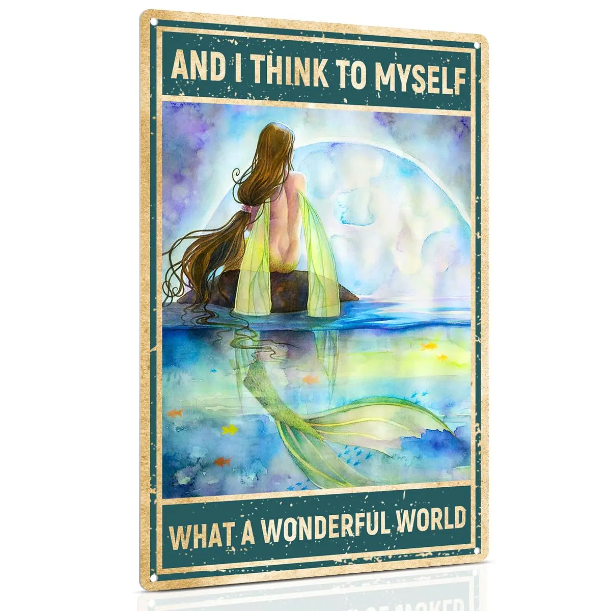 ALKB Inspirational Metal Sign 8x12 Inch - And I Think To Myself What a Wonderful World - Positive Motivational Gifts for Teens G