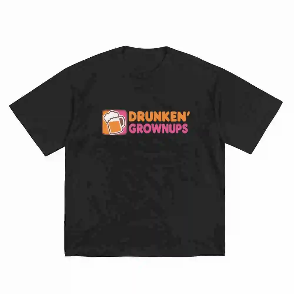 Drunken Grownups Drinking Adults Beer Party Adult Humor Short Sleeve Tee 100% Cotton T-Shirt