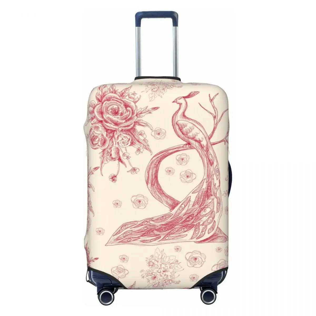 

Изготовленный на заказ чехол для дорожного багажа Toile De Jouy Rose, эластичный чехол для чемодана с французским мотивом и флорой, подходит для 18-32 дюймов