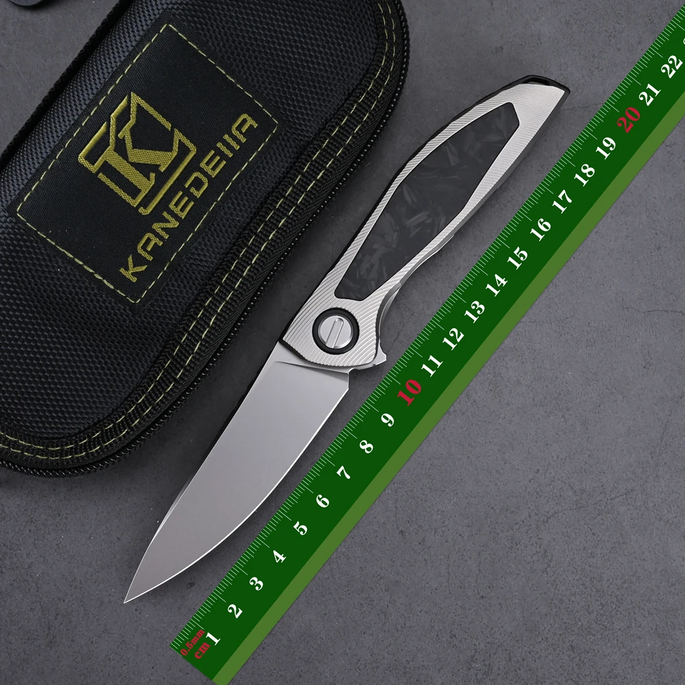 Kanedeiia Custom NeOn NL Flipper Folding Knife Titanium Alloy Handle VG10 Blade Trekking Camping Hunting Fruit Knives EDC Tools