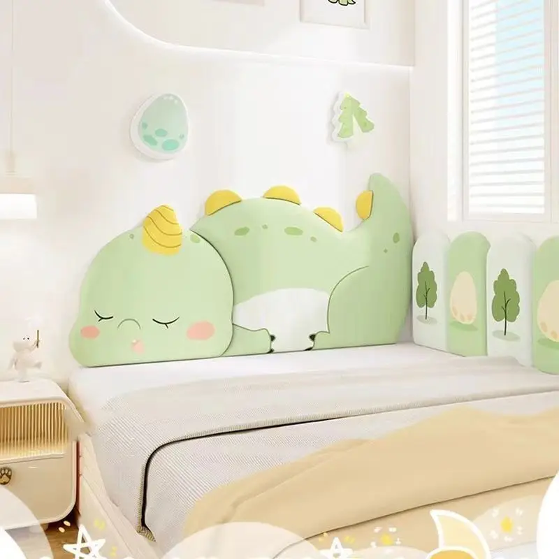 Cartoon Animal Bed Headboard Sticker Childern Bedroom Head Borad Anti-collision Wall Panel Cabezal De Cama