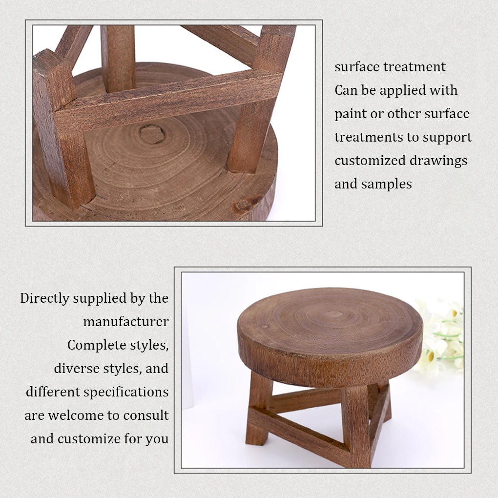 Wood Low Stools Round Shape Bench Plant Stand Tea Table Stool Home Decoration Flower Pot Holder Shelf Garden Household Indoor