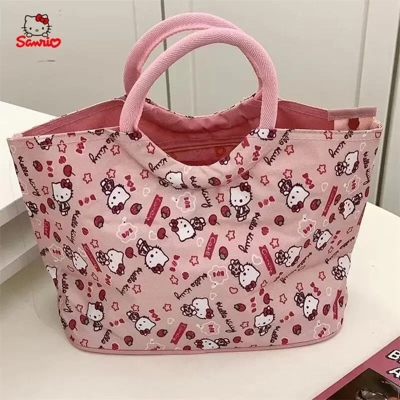 Sanrio Hello Kitty Large Capacity Handbag Cute Cartoon KT Cat Fashion Shopping Go Out Attend Class Portable Commute Bag Gifts