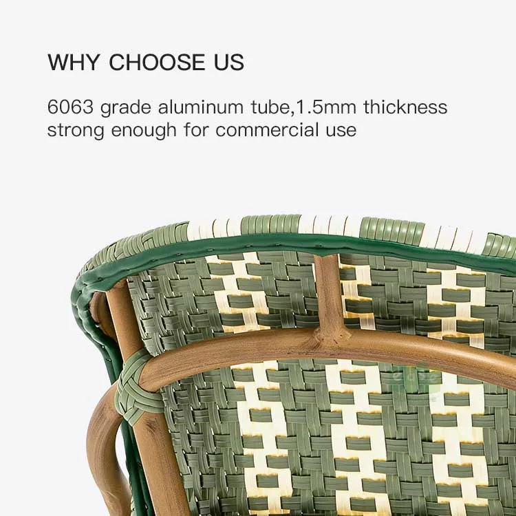 (E6026) الباريسية الحديثة خارج الحديقة الاصطناعية الروطان الخلفي الأثاث الشمال في الهواء الطلق بيسترو الطعام كرسي كرسي استرخاء #3