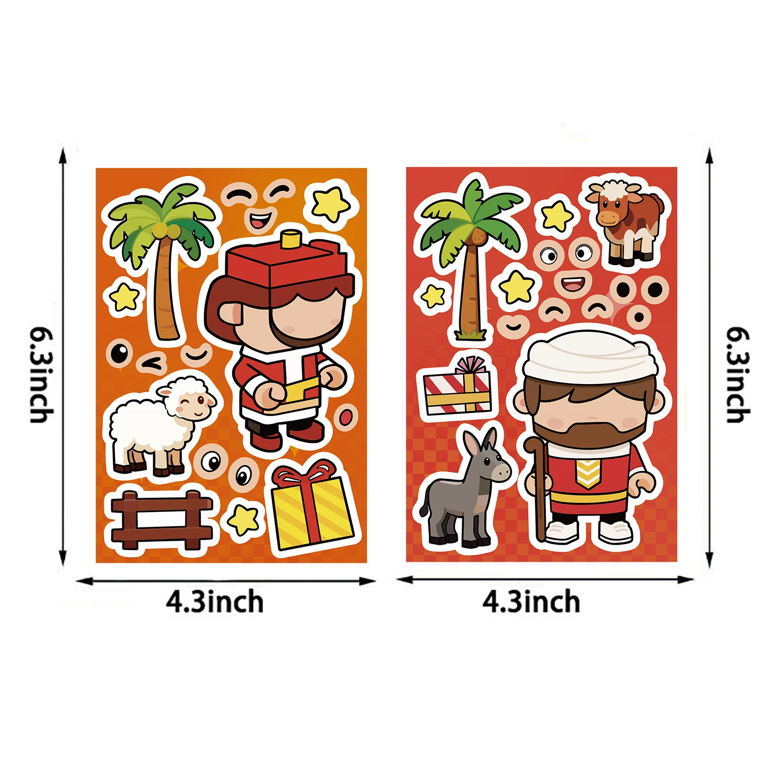 8PCS Creative Angel Building Blocks Collage Notebooks Scrapbook Graffiti Supplies Animal for Luggage Phone Waterproof Decals