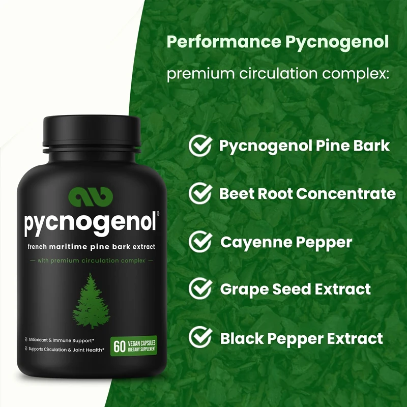 Pycnogenol French Ocean Pine Peel Extract | Black Pepper Extract | Vegetarian, Non GMO | 60 Capsules