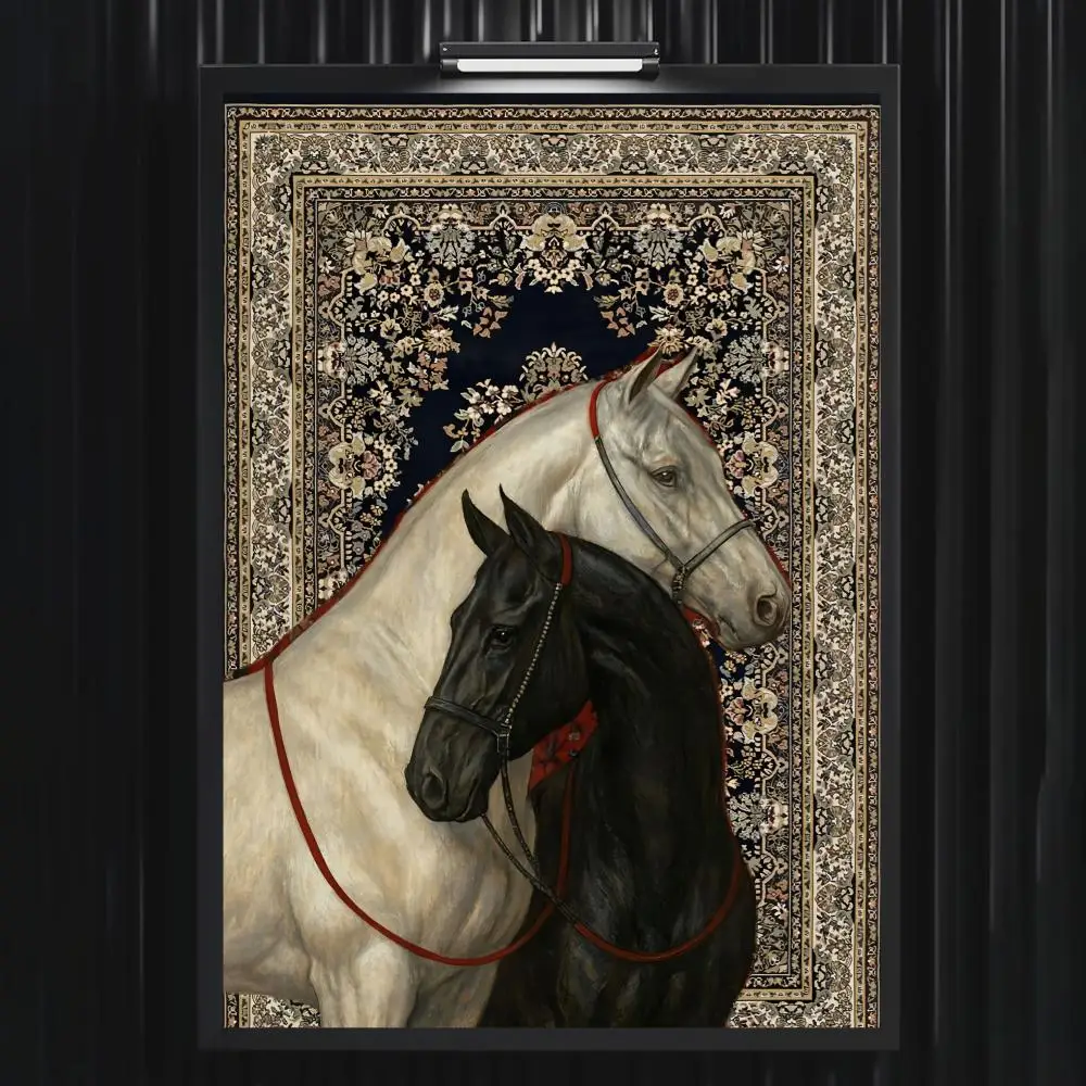 Orientalisches Bohemian-Pferdeposter für Wohnzimmer, Schlafzimmer, Bar, Flur, selbstklebende Wandkunst, wasserfester ästhetischer Druck – Detail 11