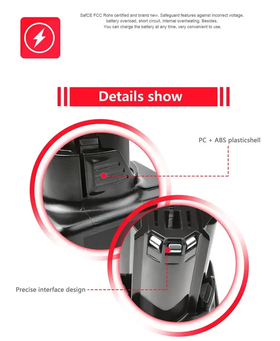 Imagem -04 - Bateria de Substituição para Bosch Ferramentas Elétricas sem Fio Bat420 Bat411 Bat412 Bat413 Bat414 10.8v 6.0ah 12v