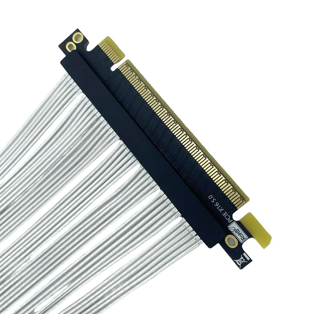 PCIe5.0 X16 Riser Cable 90° Right Angle GPU Graphics Card Extension PCI-Express Gen5 64GB\S Silver-plated Cable Wire