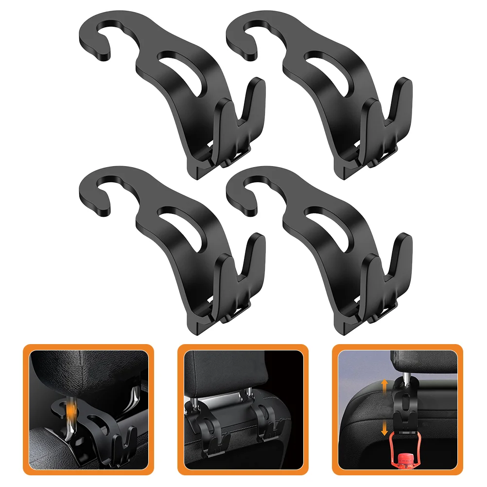 

4 Pcs Car Hook Plastic Hanger Headrest Hangers Coat Multifunction Backseat Abs Storage Hooks