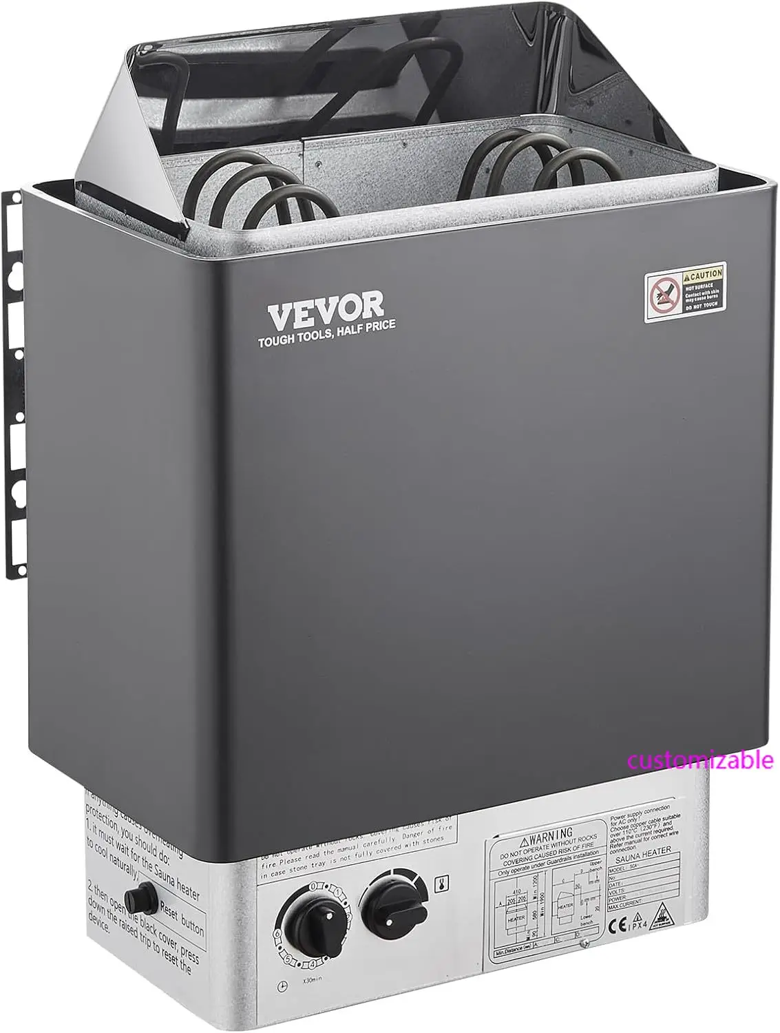 

Sauna Heater, 3KW 220V Electric Sauna Stove, Steam Bath Sauna Heater with Built-in Controls, 3h Timer and Adjustable Temp for