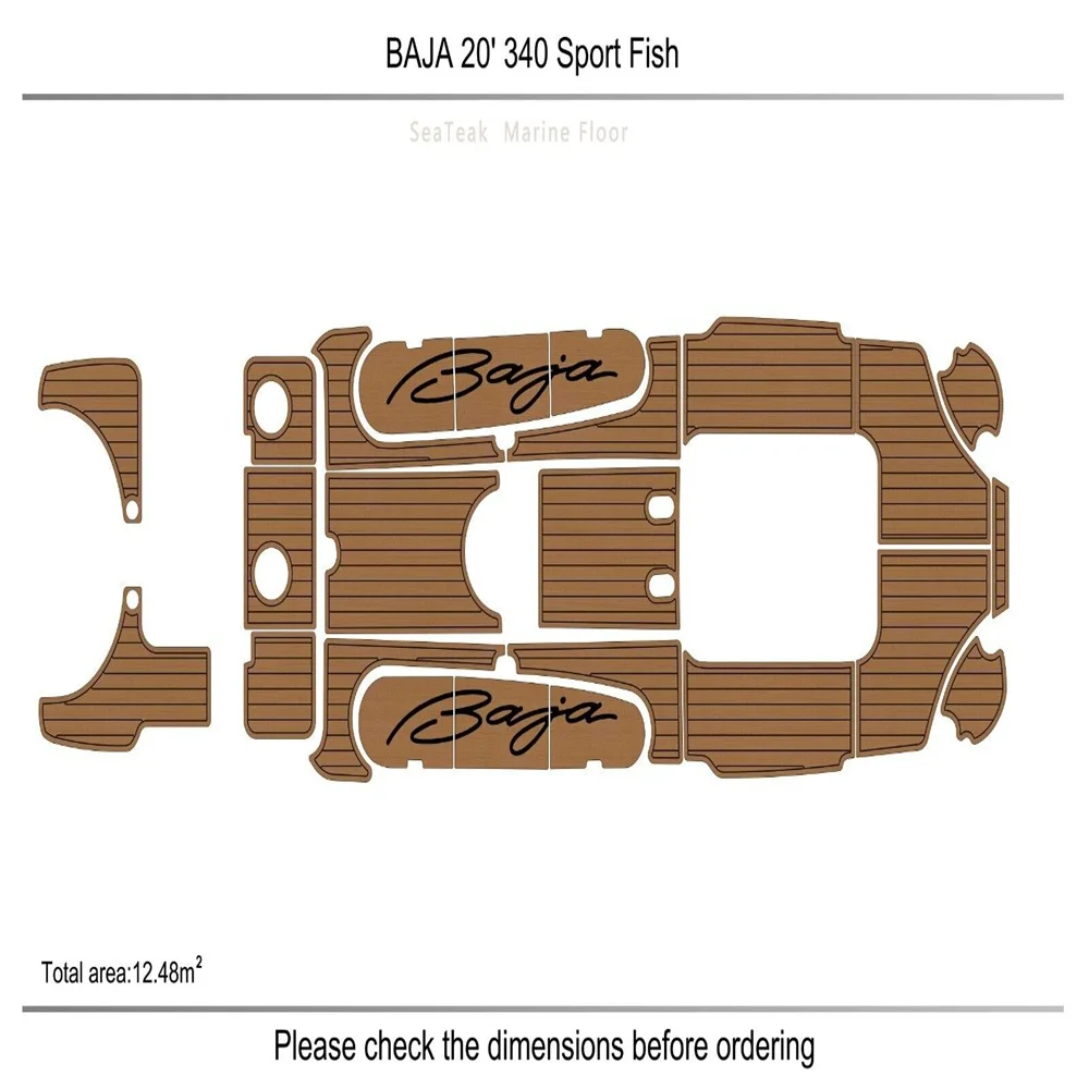 

BAJA 340 FISH SPORT Cockpit swim platform 1/4" 6mm EVA Faux Teak mat floor SeaDek MarineMat Gatorstep Style Self Adhesive