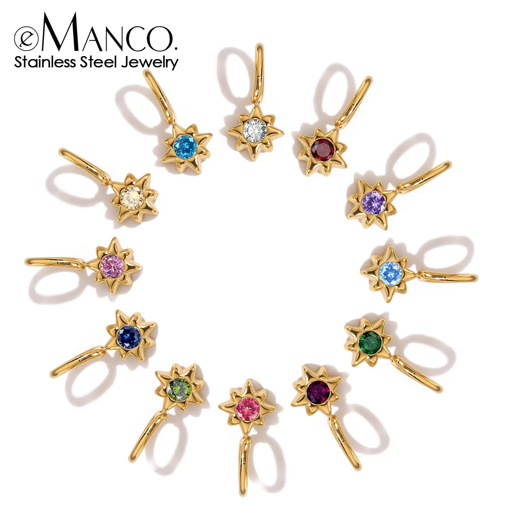 EMANCO New Classic Element DIY Charm Necklace Stainless Steel Star Pendant Shiny Rhinestones Fashion Bracelet Earrings