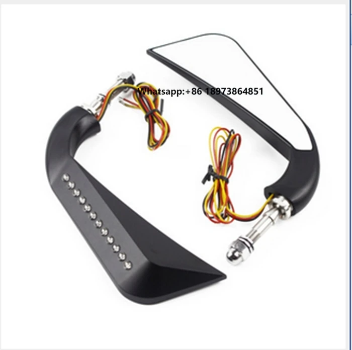 

5/16 Inch Motorcycle Mirror Side Rear View Mirror With LED Turn Signal Running Light