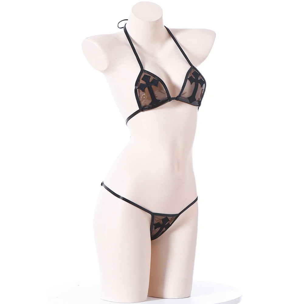 AniLV Nun Bikini Transparent Cross Underwear Set Sexy Lingerie Temptation Halloween Erotic Outfits Cosplay Costume