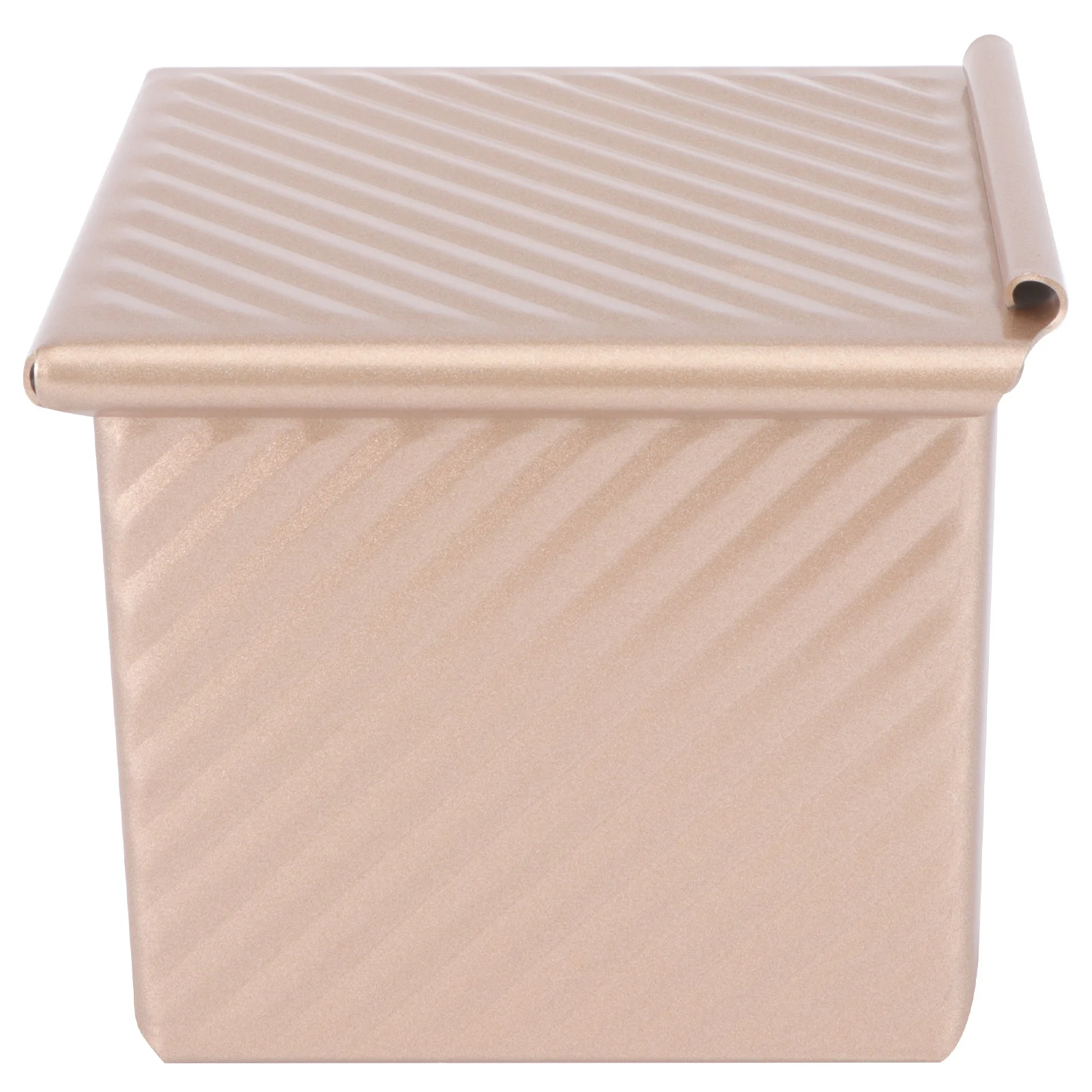 

1pc Aluminum Alloy Toast Box With Lid Non-Stick Heat Resistant Baking Tray For Home Bakery Use Ripple Bread Mold Easy Storage