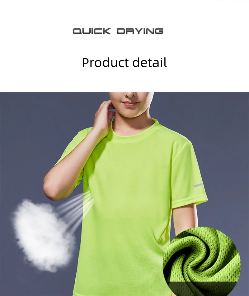 Jungen-Sportbekleidungsset, schnelltrocknend, kurzärmeliges T-Shirt, Shorts, atmungsaktiv, zum Laufen, für das Fitnessstudio, für das Training, Sommer, zweiteiliges Outfit. – Detail 7