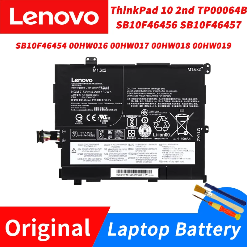 

Original Lenovo ThinkPad 10 2nd TP00064B 00HW018 00HW017 00HW016 SB10F46455 Tablet PC Battery