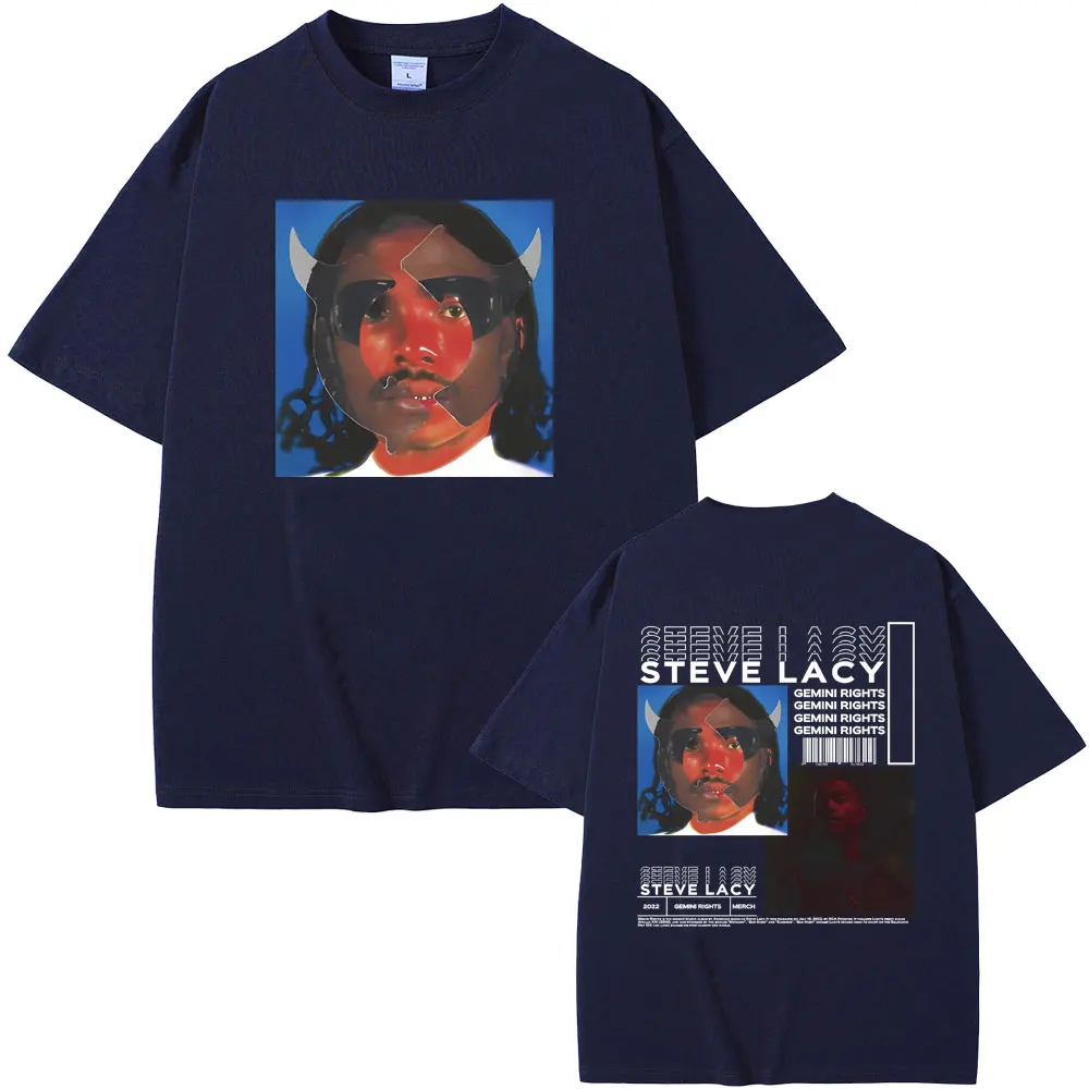 تيشيرت كلاسيكي كبير الحجم للرجال ، مغني الراب Steve Lacy ، قناع جيميني ، غطاء ألبوم ، طباعة على الوجهين ، هيب هوب ، موضة ، تيشيرتات ذكور