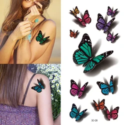 1Pc Temporary Tattoos Sticker Women Body Art Tattoo Sticker 3D Butterfly Rose Flower Feather Tattoo Waterproof Halloween Gift