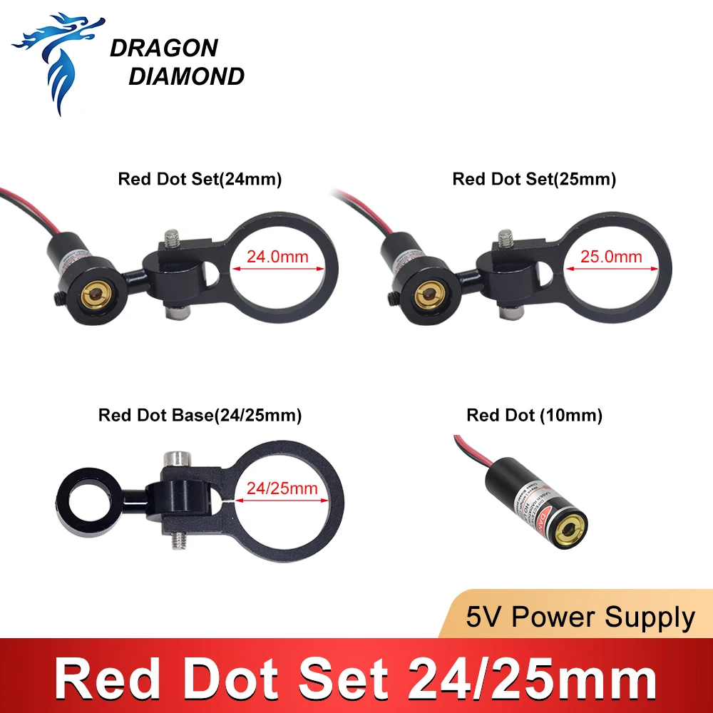 Diode Module Red Dot Set Positioning DC 5V 2A 24mm 25mm Base for DIY Co2 Laser Engraving Cutting Head