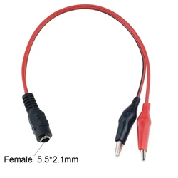 Alligator Clips To DC Power Plug Connector Adapter Plug 25CM Test Leads Wire DC 5.5*2.1mm Clips Crocodile Female Connect