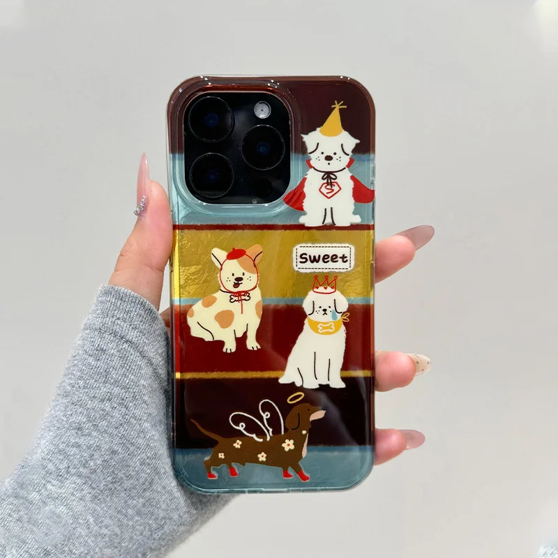 Whirlpool Pattern Melard Cat Dog phone case for iPhone 11 12 13 14 15 16 pro max