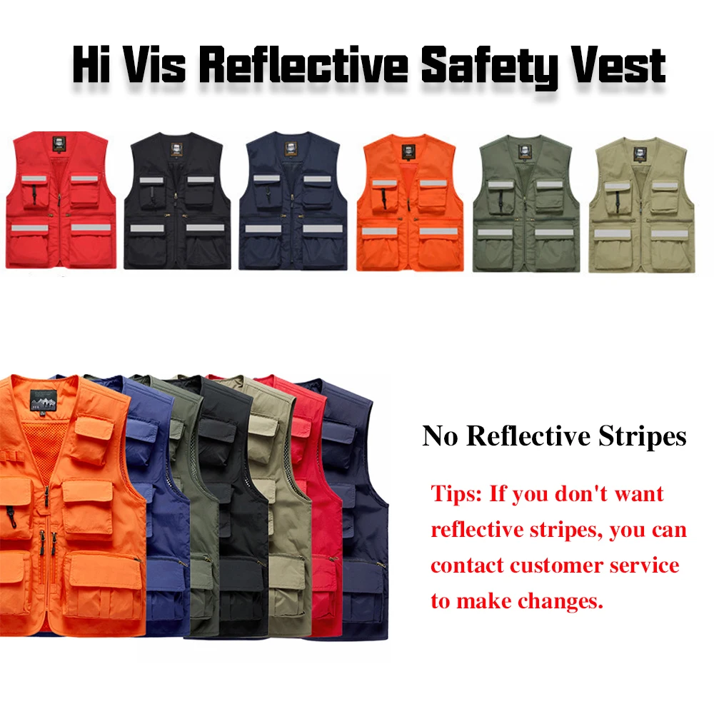 High Visibility Safety Reflective Vest Large Pocket Breathable Mesh Construction Worker Work Clothes Motorcycle Cycling Clothes