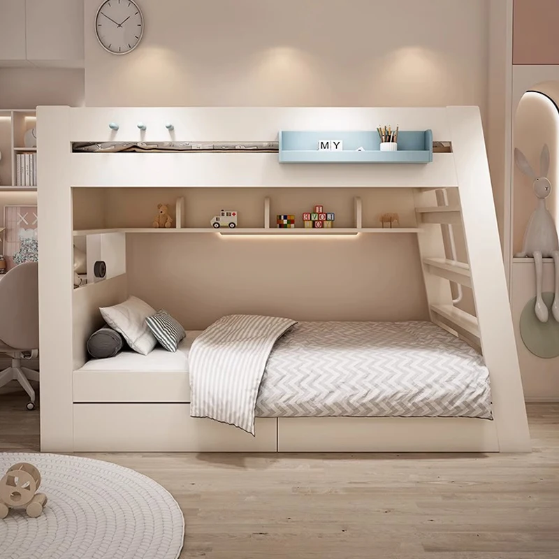 Upper and lower same wide bed Children's bed Parallel upper and lower bunk Small apartment high and low bed