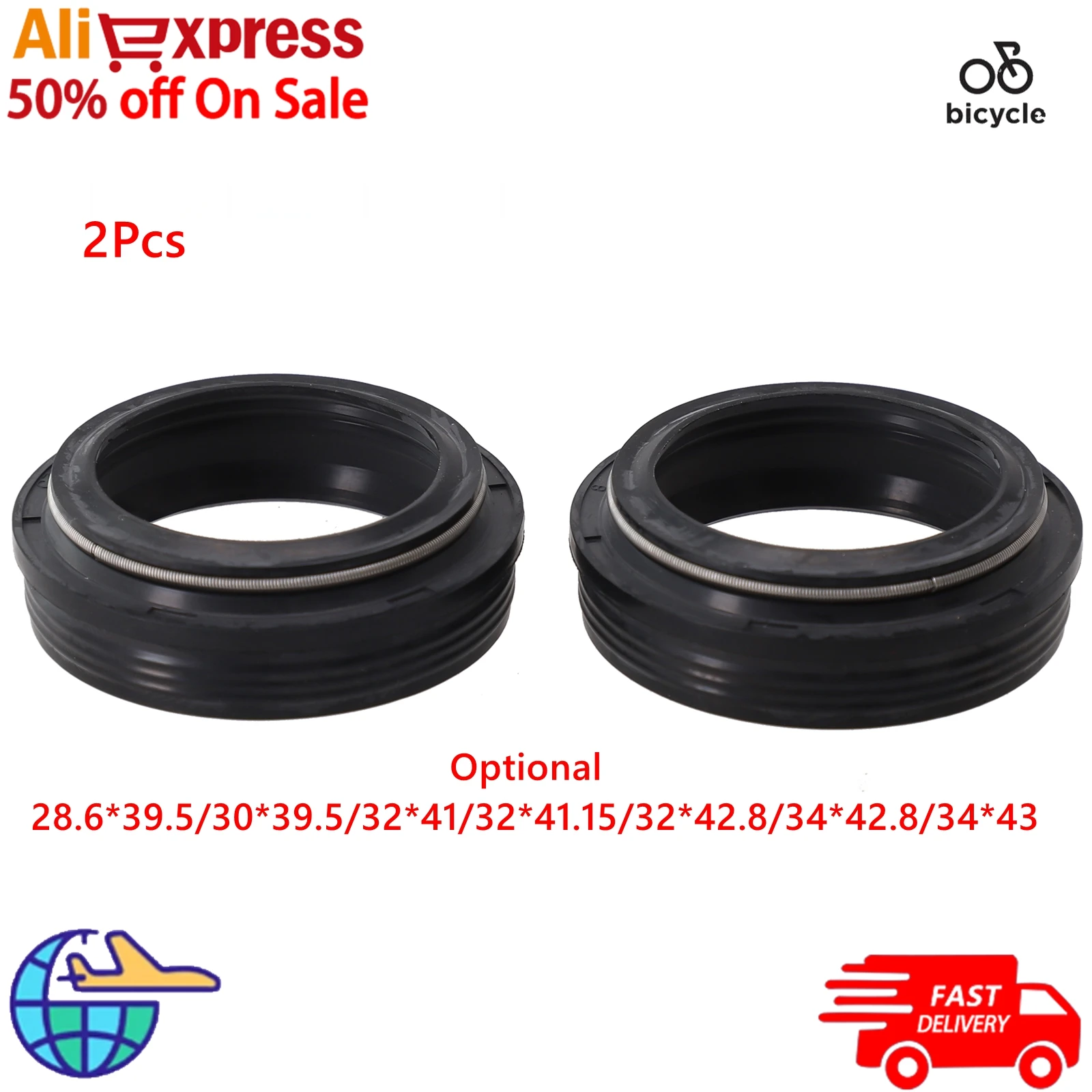 2Pcs Road Mountain Bike Bicycle Fork Dusty Seal 28.6/30/32/34mm Dust Wiper Oil Seal Setting Dustproof Fork Oil Seals MTB Bikes