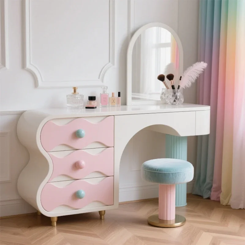 

Dopamine Cream Wind Dresser New Solid Wood Bedroom Dresser Chest Locker Storage Drawer Cabinet Makeup