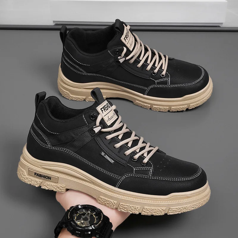 

Men's Spring Winter Workwear-Style Casual Sports Shoes Waterproof Thick-Soled Board Shoes Fashionable Versatile with Fleece