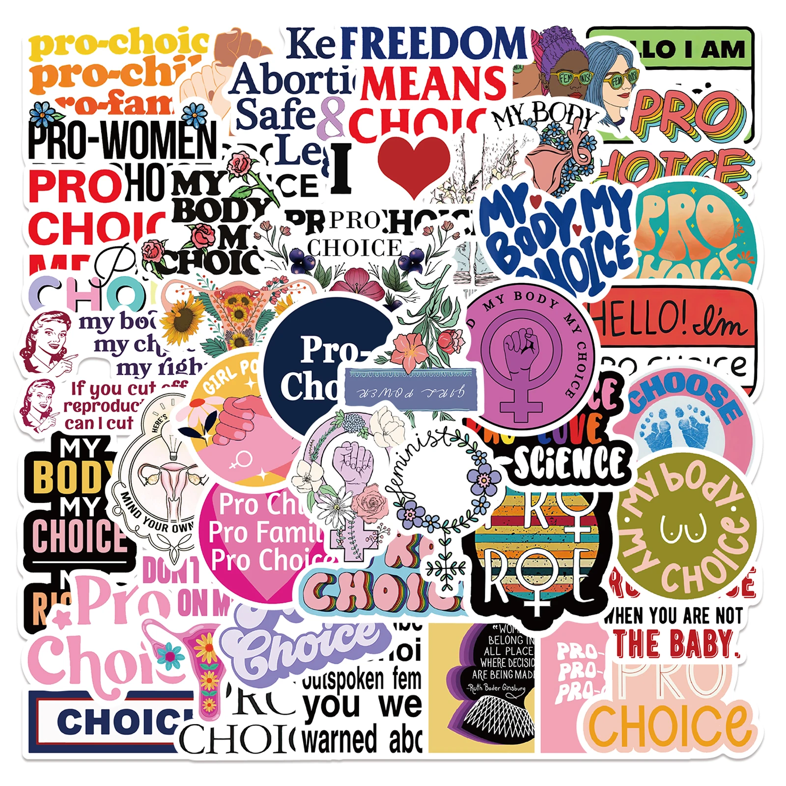 50pcs Pro-Choice Stickers Feminism graffiti Sticker for Girls DIY Luggage Laptop Motorcycle Sticker