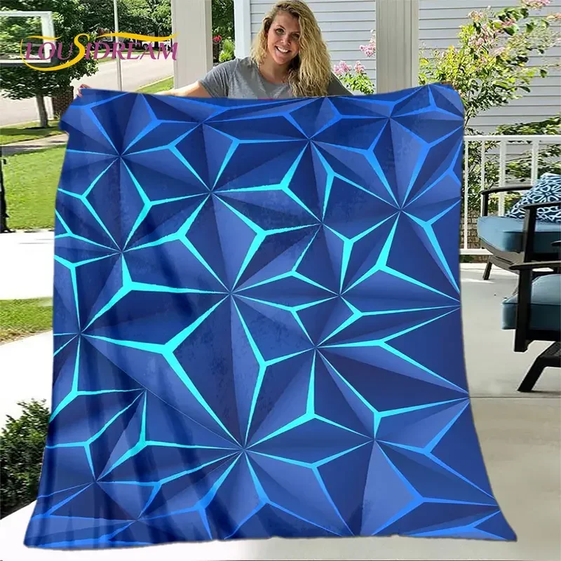 3D abstract geometric visual illusion blanket, flannel blanket throw blanket, warm blanket for living room bed sofa gift