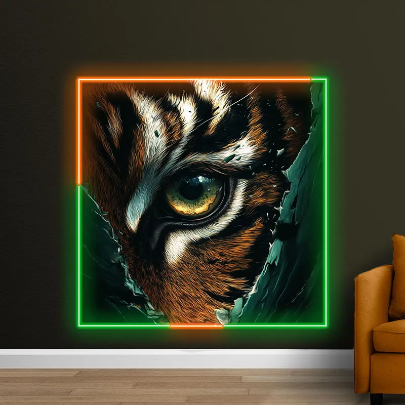 Fierce Tiger Eye LED Neon Sign - Striking & Detailed Jungle Animal Wall Art - Perfect for Bar, Game Room & Unique Home Decor