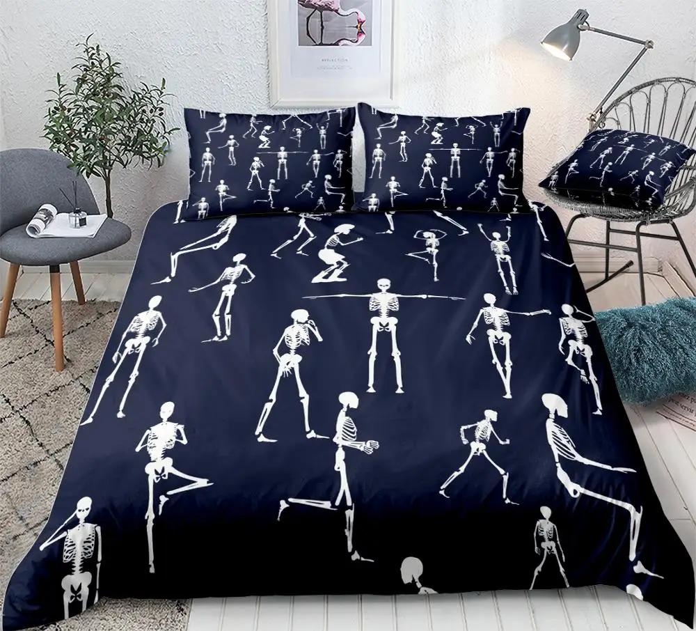 

Skull Bedding Set Halloween Skull Duvet Cover Set Pumpki Beds Set Floral Skull Home Textiles Microfiber For Kids Boys Bedspread