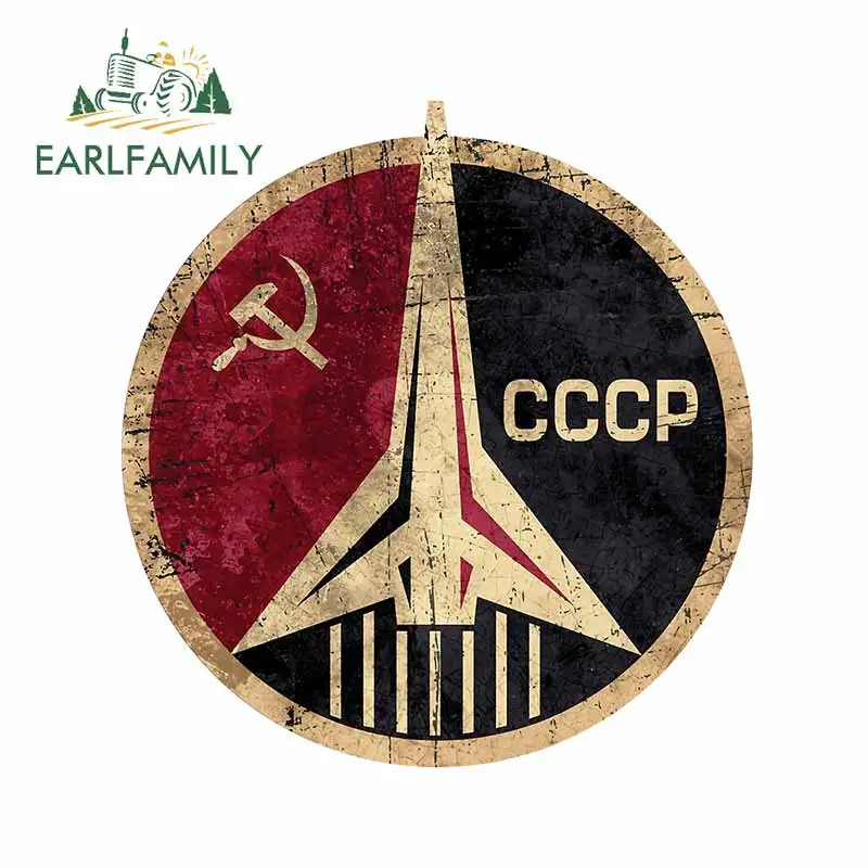 

EARLFAMILY 13cm x 12cm Russia Space Program Car Sticker Retro CCCP Graffiti Decal Vinyl Bumper Trunk Decoration Helmet Stickers