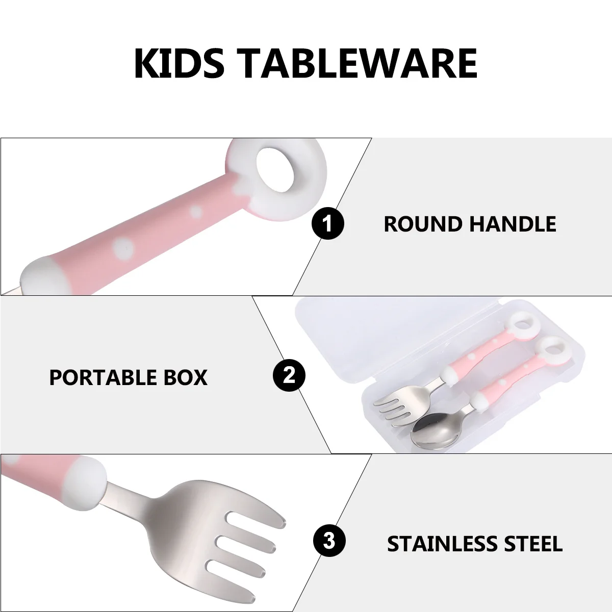 

1Set Cartoon Kids Tableware Stainless Steel Spoon Fork Set for Toddler Feeding Storage Box Included Portable Dirt Resistant