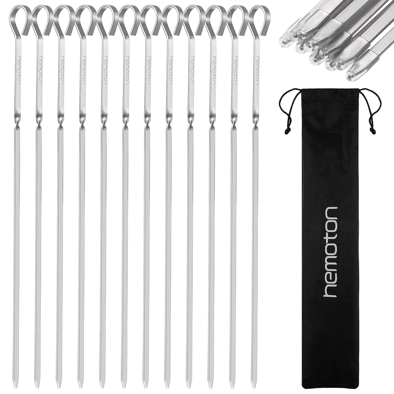 

Kabob Skewer Sticks with Silicone Cover Barbecue Flat Metal Wide Stainless Steel