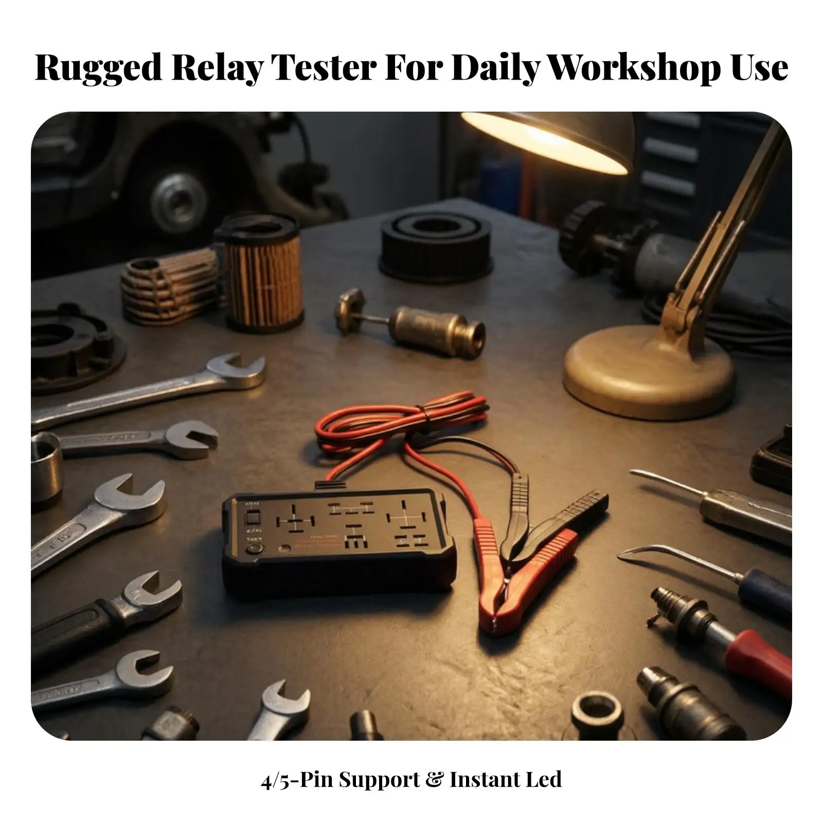 Powered Automotive Relay Tester | Simple One-Button, Compact Rectangular Housing, Car Relay testing Tool, for Auto Repair