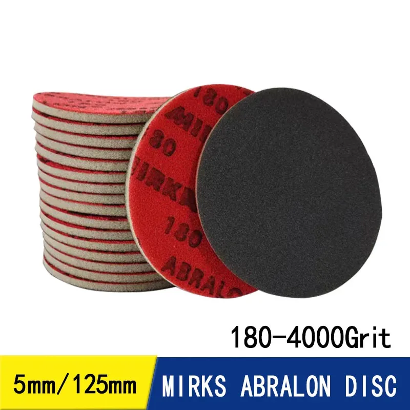 Mirka Abralon 5 นิ้ว 125 มม.180-4000 กรวดฟองน้ํา SangdingDiscs โฟม HOOK LOOP กระดาษทรายได้อย่างยืดหยุ่นภาษาโปลิชคําเครื่องบินสําหรับสีรถแก้ว