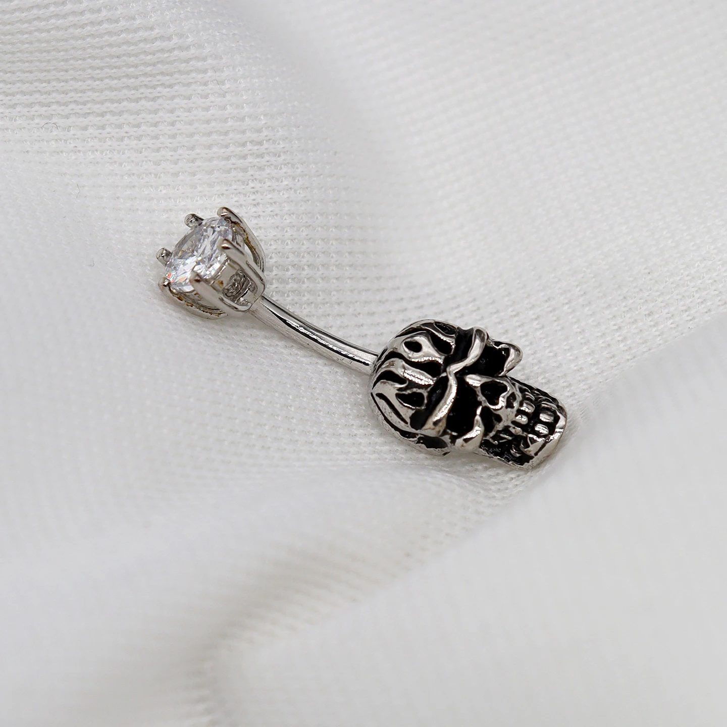 

925 Sterling Silver Body Jewelry Skull Navel Piercing Belly Button Rings Women Decoration Beach Accessories Rod Length 6 8 10MM