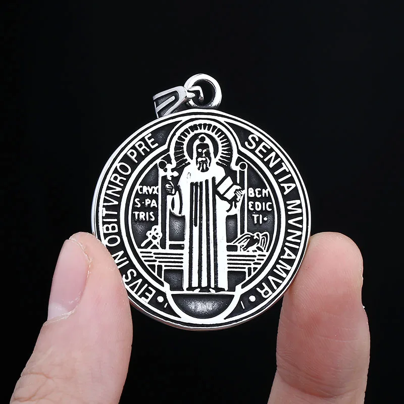 2024 New 316L Stainless Steel Saint Benedict Exorist Reversible Pattern Cross Pendant Necklace Man Women Faith Amulet Jewelry