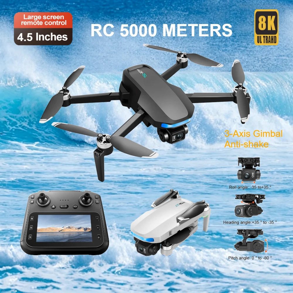 New S-X1 Drone 3-Axis Anti-shake Gimbal 4K Aerial Brushless Drones 5KM RC Quadcopter 5G GPS 8K HD Cameras EIS Mini Aircraft