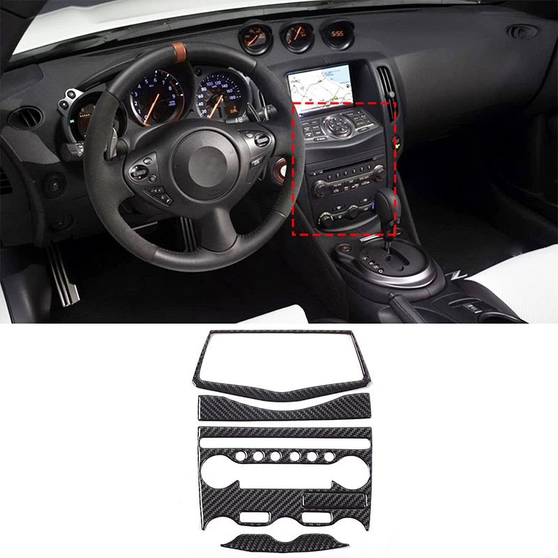 For Nissan 370Z Z34  2009-UP Carbon Fiber Central air conditioning adjusting panel Car Interior Accessories Decorative Stickers